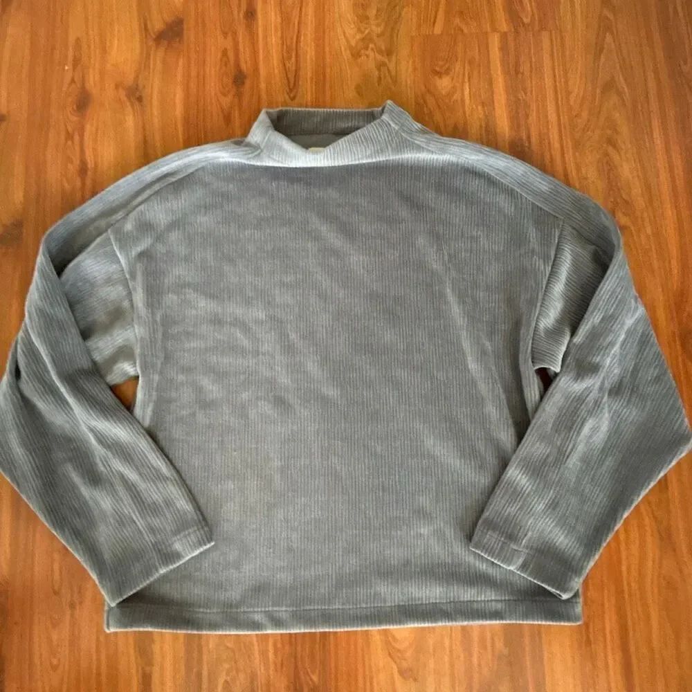 Madewell blue ribbed corduroy style oversized long sleeve shirt size M